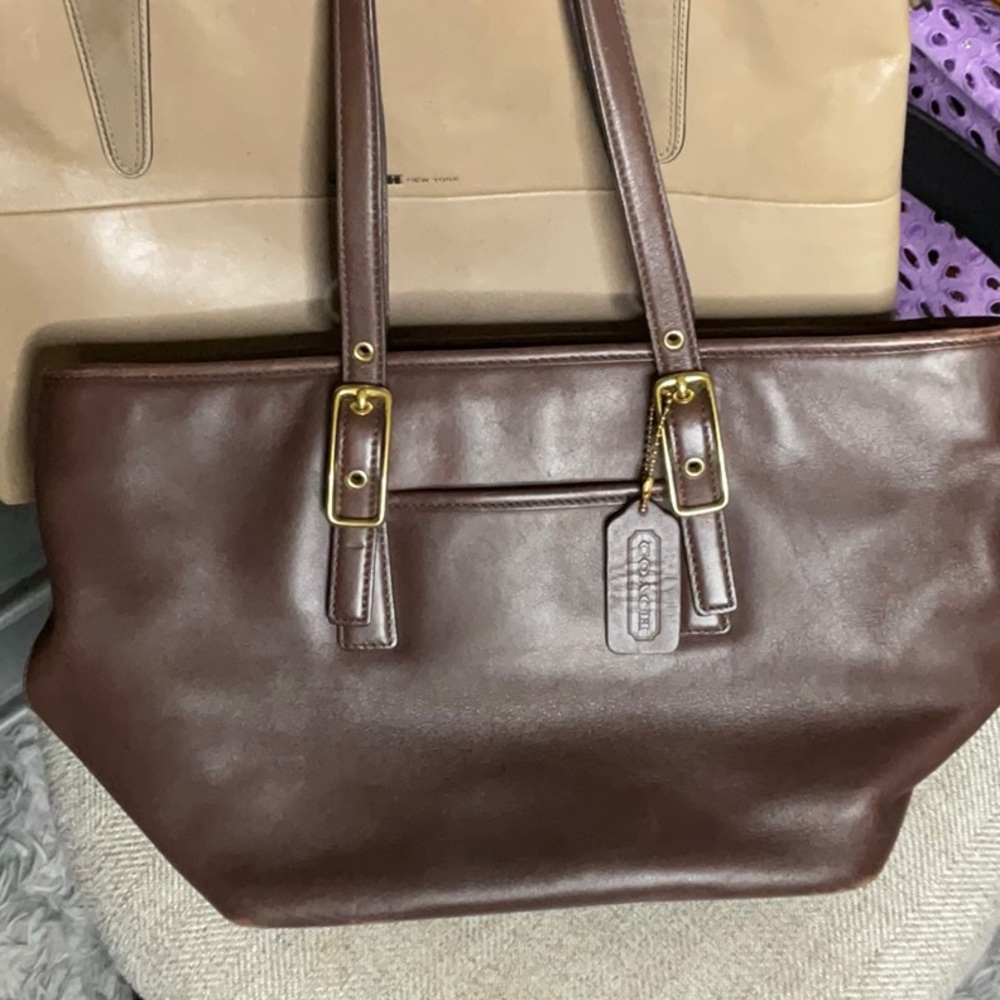 Vintage Coach Brown Leather Tote Bag